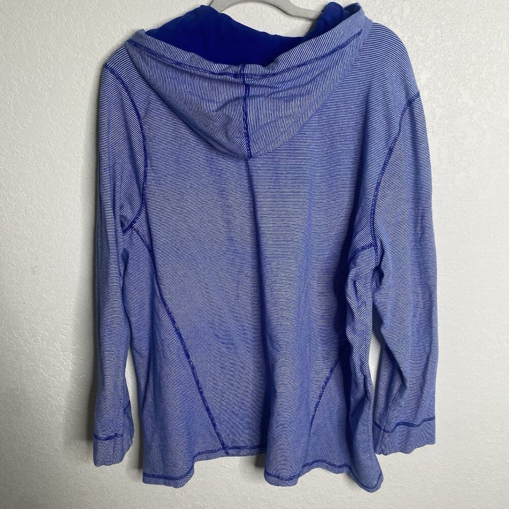 CJ Banks Hooded Jacket Womens 2X Blue White Striped Full-Zip Plus Size Coastal B - Picture 5 of 8